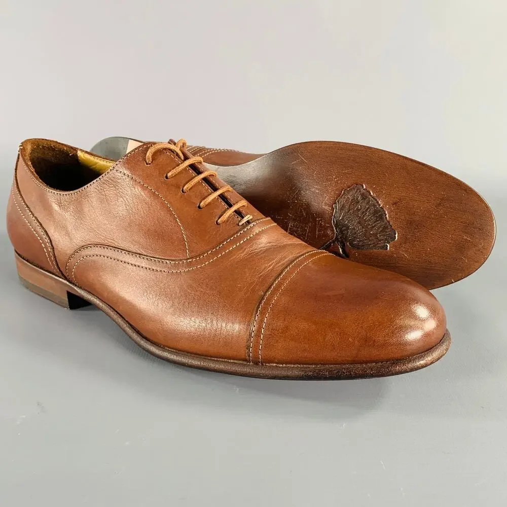PAUL SMITH Size 7 Brown Leather Cap Toe Oxford Lace-Up Shoes